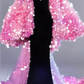 Black strapless dress with pink shawl, fitted waist, fishtail long ball gown R6467