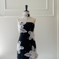 Black tube top waist slim fit three-dimensional lace flower design short skirt homecoming dress R5016
