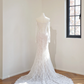 White off-the-shoulder fitted long ball gown R8442