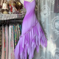 Light purple halter-neck fitted ball gown with an asymmetrical hem R7579