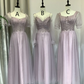 Gray purple slim waist ball gown, bridesmaid dress R5987