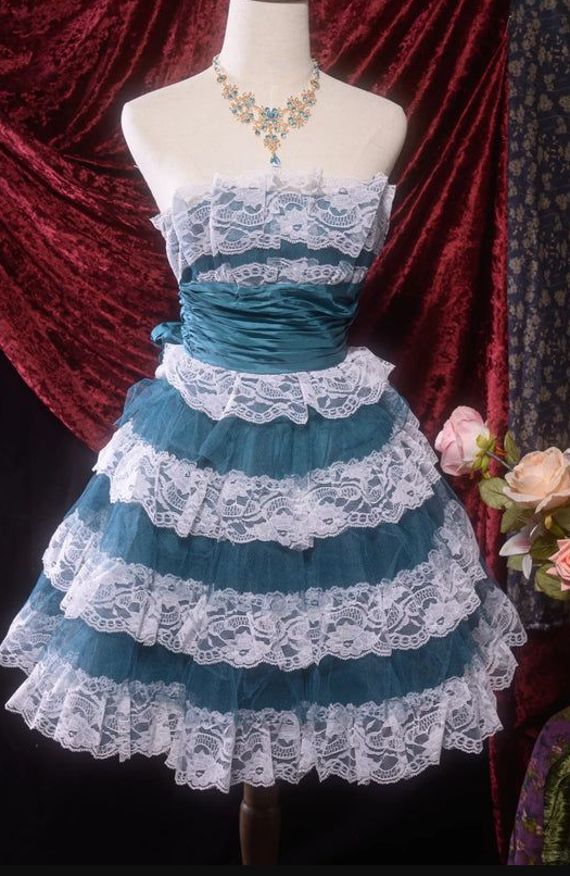 Tulle Ruffled Dreamy Women's Homecoming Dress Navy Corset Short Prom Dress Birthday Dress RS2431