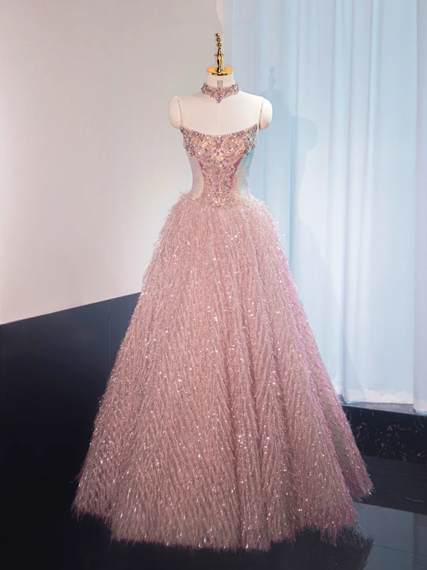 Light pink strapless fitted long ball gown, bridal dress R8993