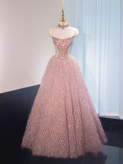 Light pink strapless fitted long ball gown, bridal dress R8993