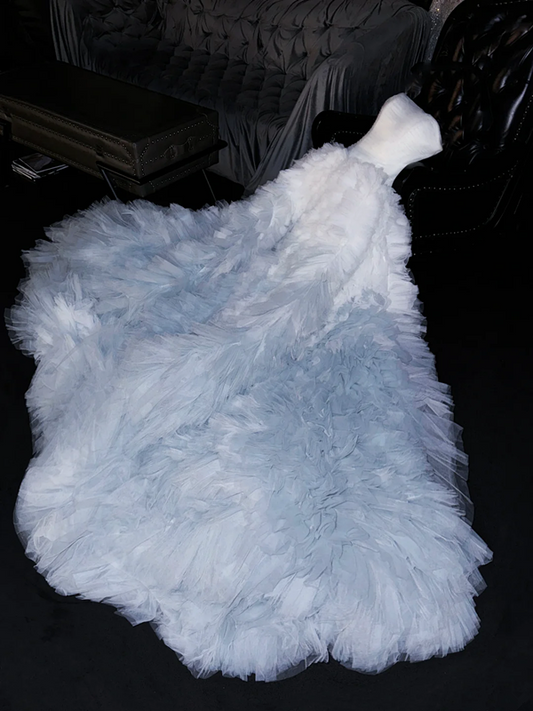 Light blue strapless fitted waist ball gown/bridal dress R8724