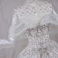 Elegant wedding dress with white bottom and bright diamonds, slim waist and puffy skirt R5868