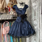 Navy blue round neck fitted A-line short prom dress R7465