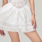 White halter neck energetic cute skirt hollow design skirt short skirt homecoming dress R4687