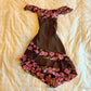 Retro flower polka dot one-shoulder waist irregular skirt homecoming dress R2631