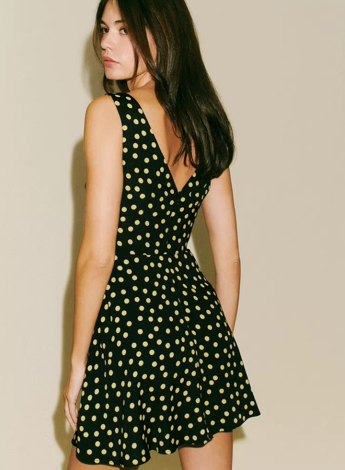 Dress French style slim fit black polka dot bottoming skirt temperament short skirt R2927