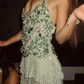 Embroidered Ruffled Applique Women's Homecoming Dress Green Corset Short Prom Dress Cocktail Dress RS2611