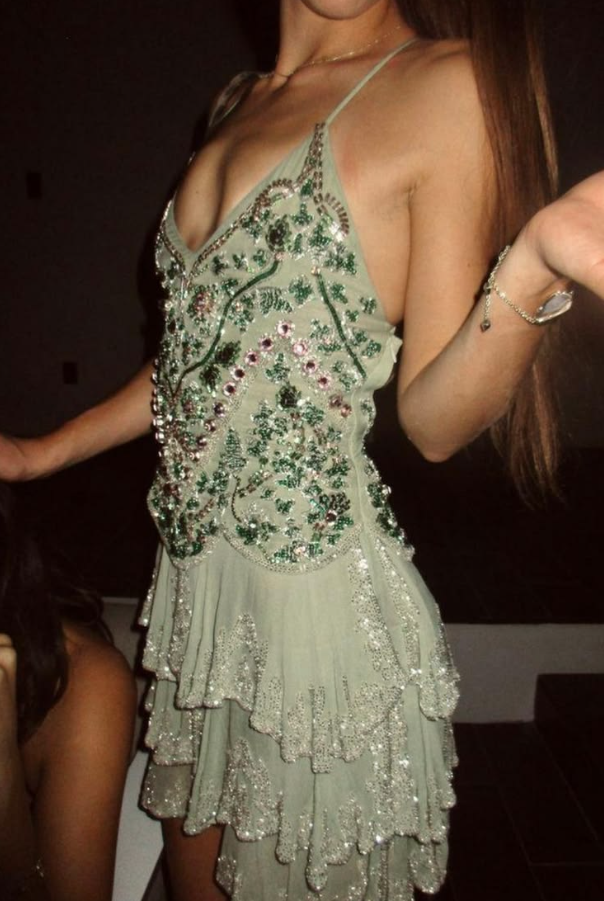 Embroidered Ruffled Applique Women's Homecoming Dress Green Corset Short Prom Dress Cocktail Dress RS2611