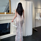 Niche French-style Sequin Sheath Halter Fish-scale Pattern Maxi Prom Dress RS321