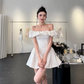 Minimalist White A-Line Bateau Bodycon Mini Evening Dress Homecoming Dress RS322
