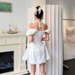 Minimalist White A-Line Bateau Bodycon Mini Evening Dress Homecoming Dress RS322