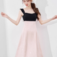 Beautiful dress new summer women's French temperament waist mid-length sleeveless pink skirt R4261