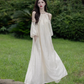Retro French off-the-shoulder dress, seaside holiday style, cool temperament, unique and chic dress R0419