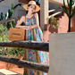 Travel wear beach dress retro travel seaside vacation floral suspender dress R1585