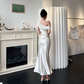 French Chic White Sheath One-shoulder Bodycon Maxi Women Dress Evening Dress RS330