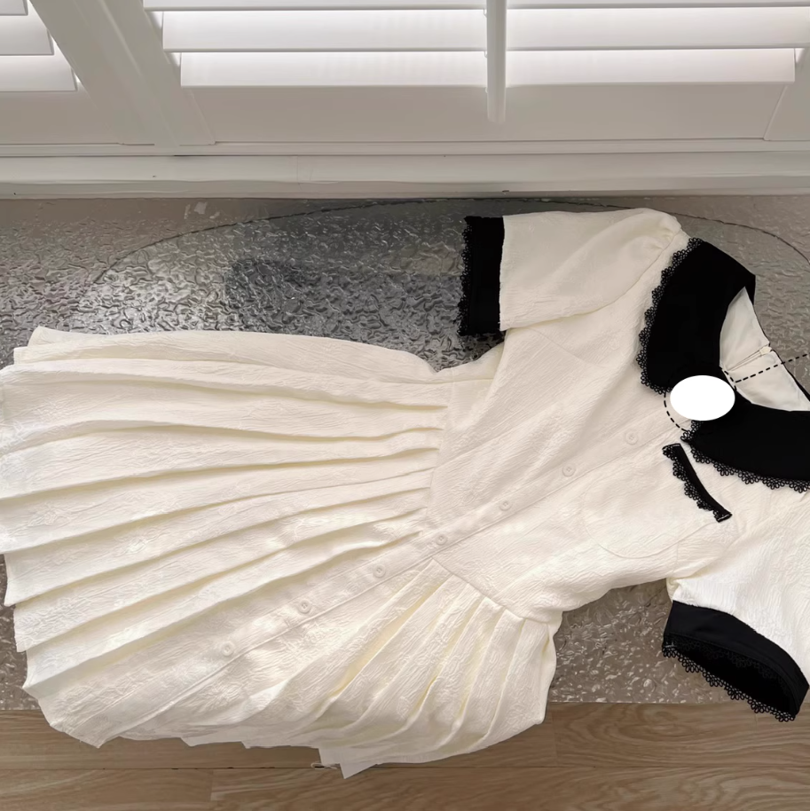 College style jacquard texture doll collar first love feeling girl fluffy dress R2102