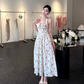 French Retro White A-Line Haalter Bodycon Maxi Women Summer Dress RS331