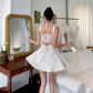 Sweet Ivory Polka Dots A-Line Square Bodycon Mini Birthday Dress Homecoming Dress RS325