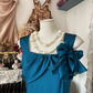 Dark blue tank top, fitted A-line long skirt, ball gown R6308
