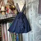 Navy blue lace bodice, fitted waist, full skirt, ball gown R7580