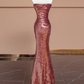 Red sequined strapless fitted waist bodycon long ball gown/bridal dress R8298