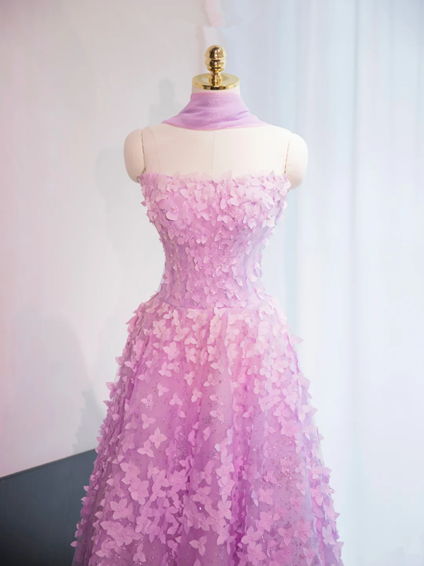 Light purple halter-neck fitted long ball gown, bridal dress R8964