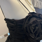 Black suspender waist fishtail skirt pleated hip sexy long skirt homecoming dress R4286