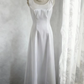 White sleeveless vintage-style fitted long ball gown R6748