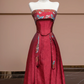 Red strapless fitted waist straight skirt suit, ball gown, bridal gown R8326