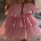 Pink tube top girl cake skirt homecoming dress R5597