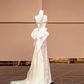 Light purple halter-neck fitted long ball gown R8413
