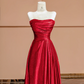 Red strapless, fitted waist, elegant long ball gown/bridal dress R8388