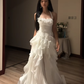 White halter neck, fitted waist, long, elegant ball gown R8071