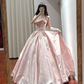 Light pink strapless fitted waist slim-fitting ball gown/bridal dress R8631