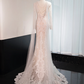 Light apricot V-neck fitted waist bodycon long ball gown, bridal dress R8994