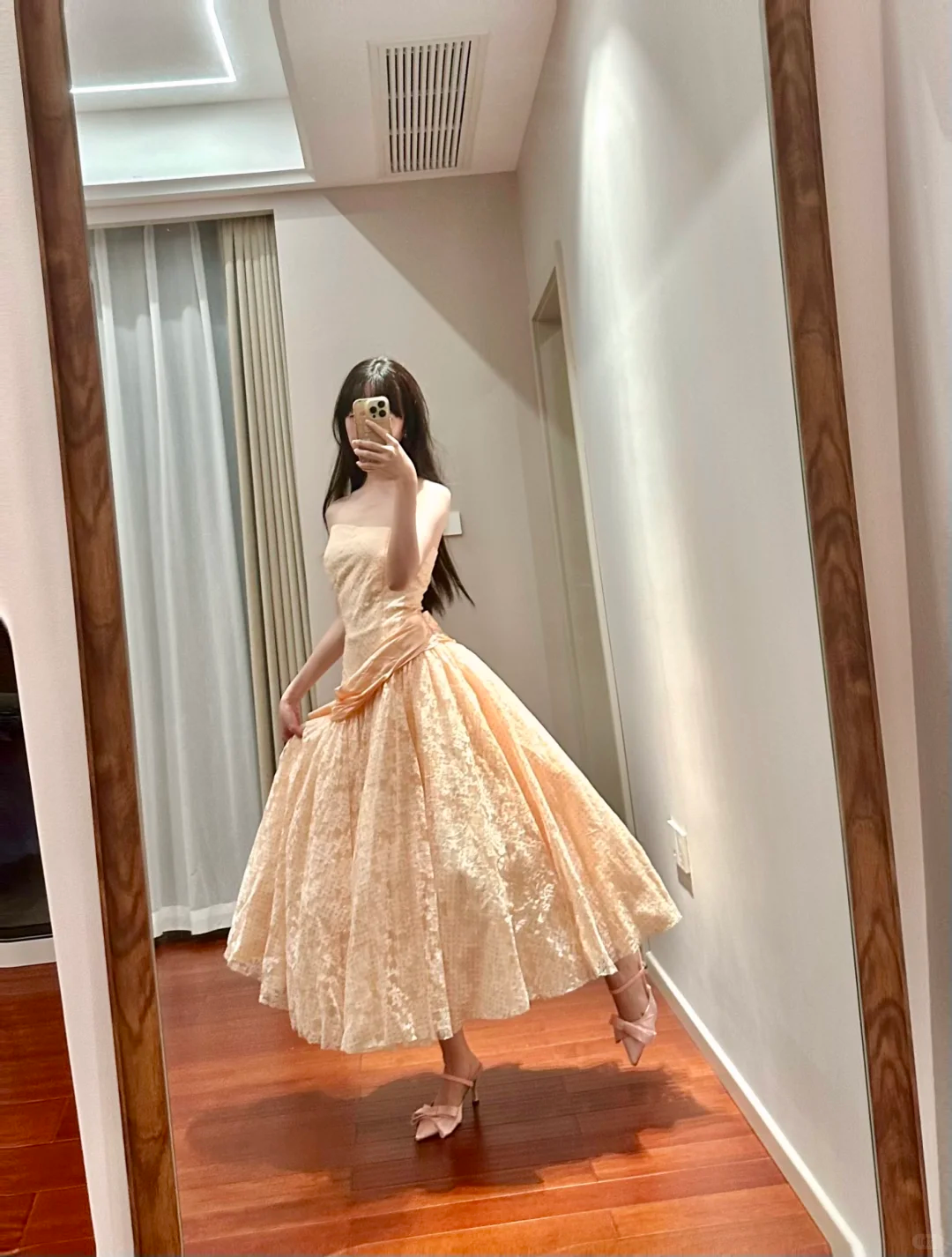 Light pink strapless fitted long ball gown, bridal dress R8844