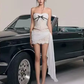 Brown tube top waist fishbone top hip skirt homecoming dress R4771