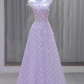 Purple Strapless Floral Waist Slim Fit A-Line Ball Gown Bridal Gown R5869