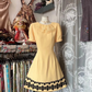 Light Yellow Short-Sleeved Waist-Cinched A-Line Short-Length Ball Gown R7426