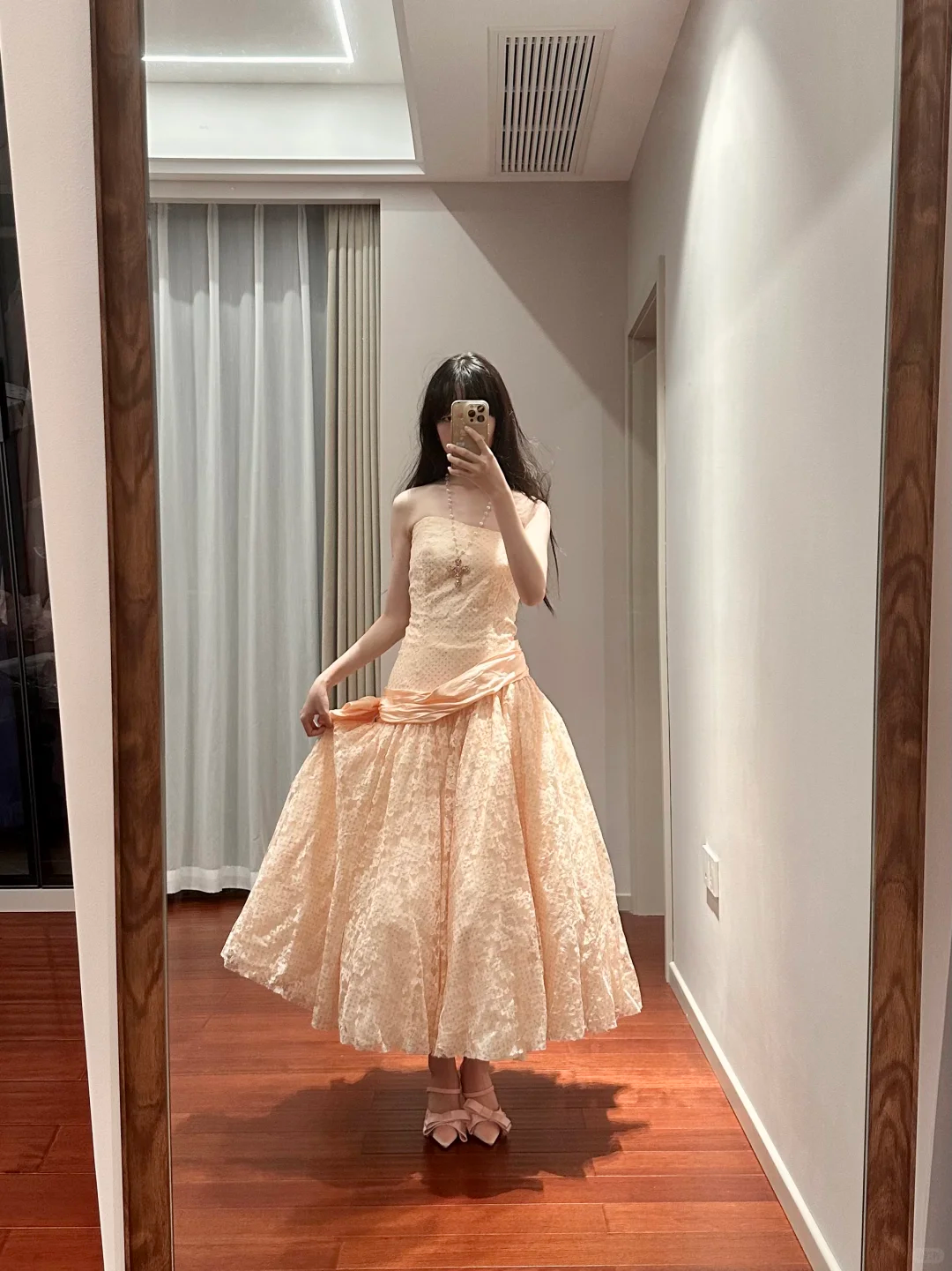 Light pink strapless fitted long ball gown, bridal dress R8844