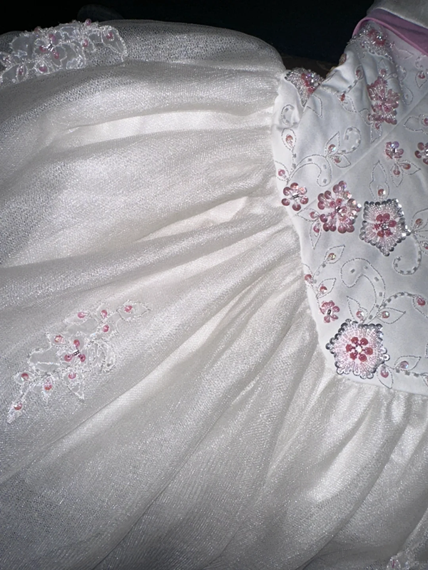 White strapless, fitted A-line long ball gown R6987