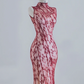 Red lace Chinese-style neckline, fitted waist, bodycon ball gown, bridal gown R8212