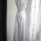 White sleeveless vintage-style fitted long ball gown R6748