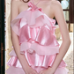 Pink Halter Cake Cute Pink Girl Short Skirt Homecoming Dress R4649