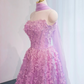 Light purple halter-neck fitted long ball gown, bridal dress R8964