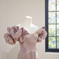 Light pink off-shoulder fitted long ball gown R8443